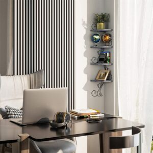 Rosalind Wheeler Corner Shelf Wall Mount Of 4 Tier Corner Shelves Rustic Wood Floating Shelf Cat Shape Metal Corner Stand For Bedroom Living Room Bathroom Kitchen Offi Grey 104cm H X 19.9cm W X 19.9cm D