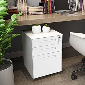 Rebrilliant Murrah 3 Drawer Filing Cabinet White 60cm H X 41cm W X 52cm D