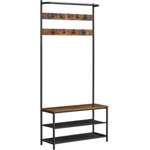 Borough Wharf Alazne Hall Tree 84cm Wide with Shoe Storage Black;Brown 180cm H X 84cm W X 32cm D