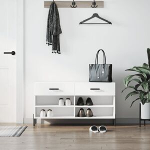 Alpen Home Shoe Bench High Gloss White 102X35x55 Cm Engineered Wood High Gloss White 8