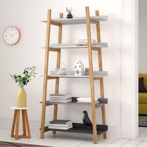 Mack + Milo Adhara 180cm 5 Tier Bookcase White;Grey 180cm H X 90cm W X 41cm D