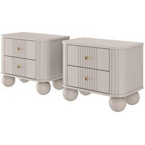 Ivy Bronx Dayzee 2 Drawer Bedside Table Cashmere/Cashmere/Cashmere/Gold 48cm H X 56cm W X 38cm D