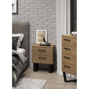 Ebern Designs Emmasofia 2 Drawer Bedside Cabinet, industrial design, End table, Side Table Brown 57cm H X 45cm W X 39.5cm D