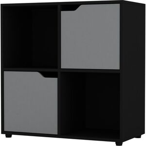 Ebern Designs Square 4 Cube Anthracite Oak Bookcases + 2 Grey Doors Black/Grey 61cm H X 60cm W X 29cm D
