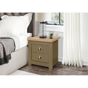 August Grove Napanoch 2 Drawer Bedside Table Olive 48cm H X 44.6cm W X 39.5cm D
