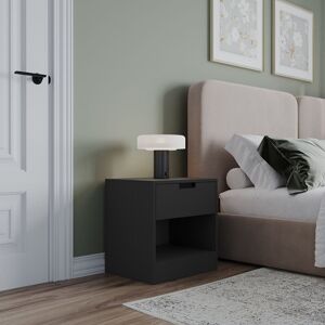 17 Stories 1 Drawer Bedside Table Nightstand Shelf Cabinet Storage Unit Bedroom Furniture Black 46.5cm H X 45cm W X 35cm D