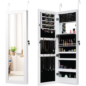 17 Stories Wall/Door Mounted Jewelry Armoire Organizer Full-Length Mirror Storage Cabinet Black 120cm H X 37cm W X 8.5cm D