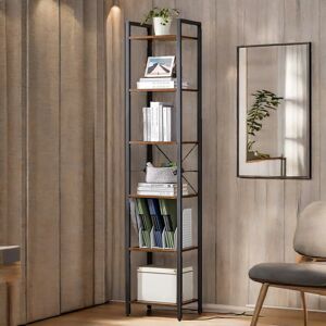 Borough Wharf Mateas 187.5cm H x 40cm W Standard Bookcase Shelves 6 Tier Industrial Rustic Brown Furniture Brown 187.5cm H X 40.01cm W X 30cm D