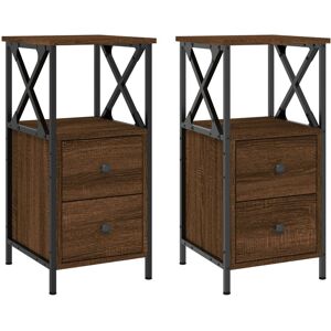 Borough Wharf Kintore 2 Drawer Bedside Table Brown Oak 70cm H X 34cm W X 35.5cm D