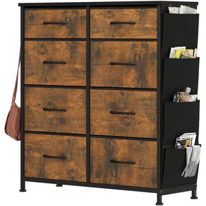 Borough Wharf 8-Drawer 86Cm W Chest Of Drawers with Side Pockets Rustic Brown/Black 228.6cm H X 215.9cm W X 76.2cm D