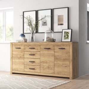 Fernleaf Jess 4 Drawer 206Cm W Combi Chest Stabilised Oak 95.7cm H X 206cm W X 42.2cm D