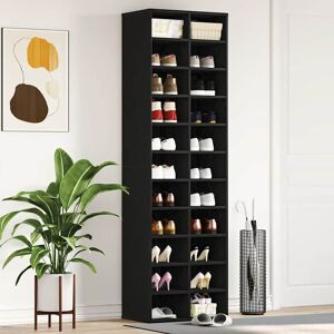 Ebern Designs vidaXL Shoe Cabinet 54 x 34 x 183 cm Engineered Wood Black Oak 22