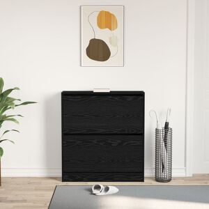 Latitude Run Shoe Cabinet Black Oak Engineered Wood 80 X 21 X 87.5 Cm Black Oak 4