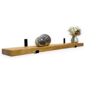 Borough Wharf Oak Wooden Shelf Wall-Mounted Floating Rustic, 40Mm With UP Brackets Oak Wood 4cm H x 60cm W x 14.5cm D
