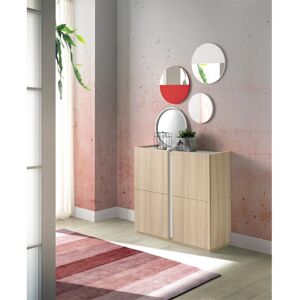 Ebern Designs 18 Pair Shoe Storage Cabinet Light oak-white 18