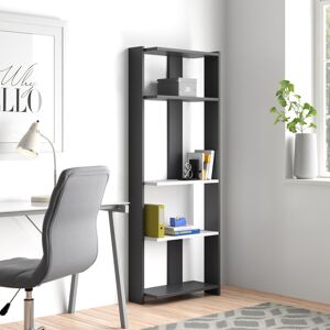 Zipcode Design Bizzell 4 Tier Geometric Bookcase Modern Display Unit for Living Room or Home Office Anthracite/White 165cm H x 59cm W x 26cm D
