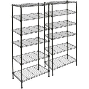 Harbour Housewares 6 Tier Adjustable Wire Shelving Units - Set of 2 Matte Black 180cm H X 60cm W X 35cm D