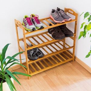 Lark Manor MantraRaj 4-Tier Bamboo Shoe Rack Stand Shelf Unit Footwear Rack Wooden Storage Shelves Organizer Brown 12