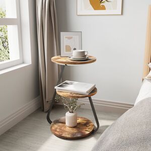 17 Stories LED Light, Bedside Table End Table With 3 Shelf, 34cm Desktop Side Table Brown 60.5cm H X 43cm W X 36cm D