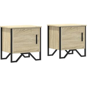 Borough Wharf Bedside Cabinets 2 Pcs Brown Oak 40X30x40 Cm Engineered Wood Sonoma Oak 40cm H X 40cm W X 30cm D