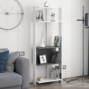 Zipcode Design Bizzell 4 Tier Geometric Bookcase Modern Display Unit for Living Room or Home Office White/Anthracite 165cm H x 59cm W x 26cm D