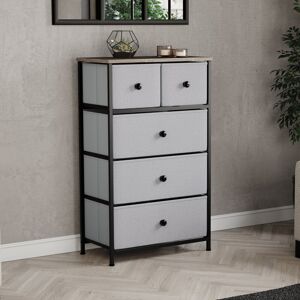 17 Stories Chorley 5 Drawer Fabric Drawer Chest UKFR Certified Beige/Grey 93.2cm H X 56cm W X 29.8cm D