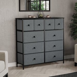 17 Stories Chorley 10 Drawer Fabric Drawer Chest UKFR Certified Grey/Black 98cm H X 100cm W X 29.8cm D
