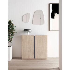 Ebern Designs 18 Pair Shoe Storage Cabinet Light oak-graphite 18