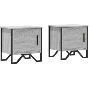 Borough Wharf Bedside Cabinets 2 Pcs Brown Oak 40X30x40 Cm Engineered Wood Grey Sonoma 40cm H X 40cm W X 30cm D