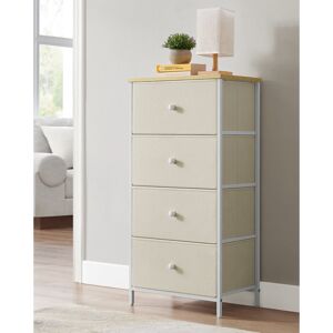 Borough Wharf Chest Of Drawers Bedroom, Drawer Storage Unit, Dresser With 4 Fabric Drawers, Metal Frame, Tall And Slim, For Closet Camel Yellow/White