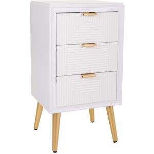 Canora Grey Wood 3 Drawer Bedside Table White/Gold 72.5cm H X 39cm W X 36cm D