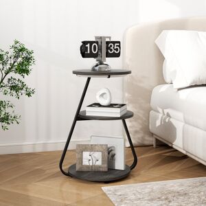 17 Stories LED Light, Bedside Table End Table With 3 Shelf, 34cm Desktop Side Table Grey 60.5cm H X 43cm W X 36cm D