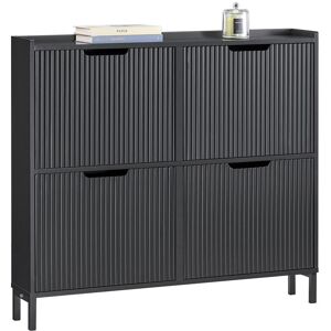 Latitude Run 4 Flip-Drawers Shoe Cabinet Shoe Storage Cupboard Organizer Black 6