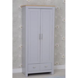 Marlow Home Co. Annieruth 2 Door Wardrobe Grey/Oak 180cm H X 112cm W X 50cm D
