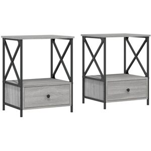 Borough Wharf Bedside Tables 2 Pcs Brown Oak 50X41x65 Cm Engineered Wood Grey Sonoma 65cm H X 50cm W X 41cm D