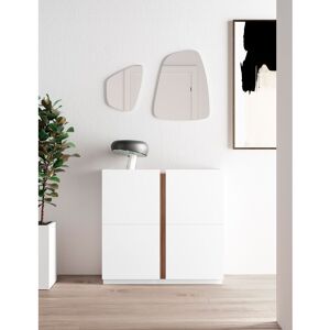 Ebern Designs 18 Pair Shoe Storage Cabinet White/Walnut 18