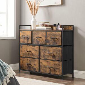 Borough Wharf Chest Of Drawers, Bedroom Cabinet, 7 Fabric Drawers With Handles, Metal Frame Rustic Brown