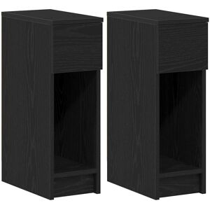 17 Stories Vidaxl bedside tables with drawer. 2 pieces 20 x 36 x 60cm Black Oak 60cm H X 20cm W X 36cm D