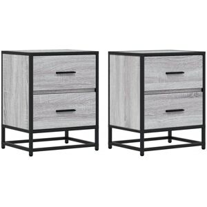 Borough Wharf Bedside Cabinets 2 Pcs Smoked Oak 40X31x50 Cm Engineered Wood Grey Sonoma 50cm H X 40cm W X 31cm D