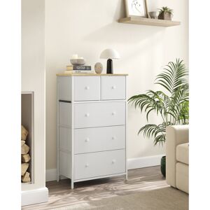 Borough Wharf Chest Of Drawers, Fabric 5-Drawer Storage Organiser Unit, Dresser, For Living Room, Hallway, Nursery White Oak 93cm H X 56cm W X 30cm D
