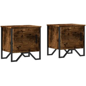 Borough Wharf Bedside Cabinets 2 Pcs Brown Oak 40X30x40 Cm Engineered Wood Smoked Oak 40cm H X 40cm W X 30cm D