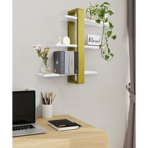17 Stories Floating Shelves For Wall Mounted Shelving Unit All Pine Wood 50CM 3 Tier Large Shelf For Bedroom Living Room Office Bathroom Home Decoration Storage White/Green 58cm H X 50cm W X 12cm D