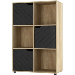17 Stories Berrick Bookcase Oak/Black 90.5cm H X 60cm W X 29cm D