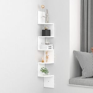17 Stories Floating Bookcase White (5 Shelves) 122cmH x 19.5cmW x 19.5cmD