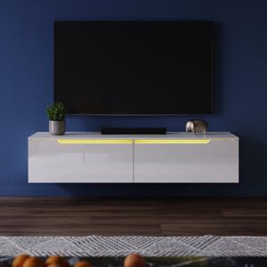 17 Stories 35×30cm LED TV cabinet, White/Black highlight, Stand for TVs White 30cm H x 140cm W x 35cm D