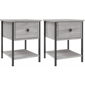 17 Stories Bedside Tables 2 pcs 34x35,5x45 cm Engineered Wood Grey Sonoma 45cm H X 34cm W X 35.5cm D