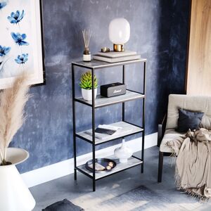 Borough Wharf Sylvie 4 Tier Industrial Style Bookcase Living Room Shelving Unit With Metal Frame Grey 111cm H X 60cm W X 30cm D