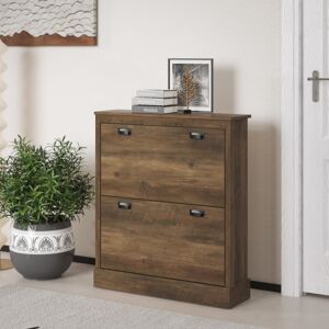 Marlow Home Co. Bristol 2 Flip Door Shoe Storage Cabinet Knotty Oak 12