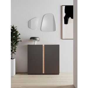 Ebern Designs 18 Pair Shoe Storage Cabinet Graphite Light Oak 18