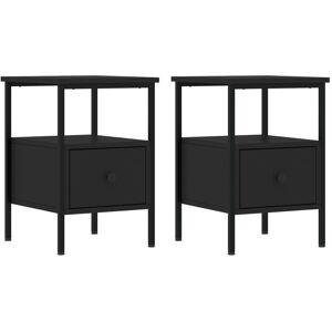 Borough Wharf Montclaire Bedside Cabinets 2 pcs 34x36x50 cm Engineered Wood Black 50cm H X 34cm W X 36cm D